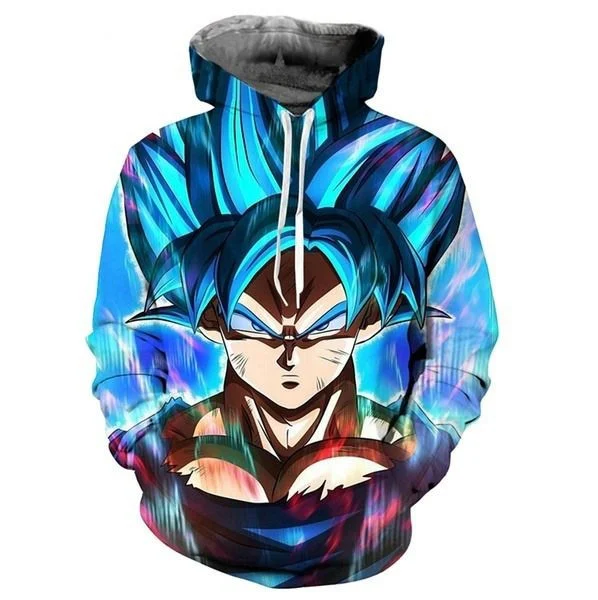 Goku Cartoon Dragon Ball Dark Blue 1 Over Print 3d Hoodie Zip Hoodie