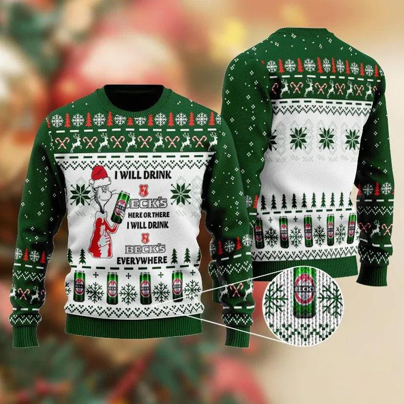 Beck Cat Hat Will Drink Everywhere Ugly Christmas Sweater