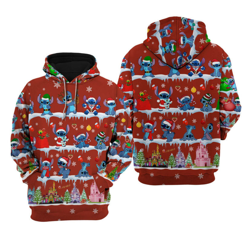 Christmas Stitch Poses Pattern 3d Hoodie Zip Hoodie
