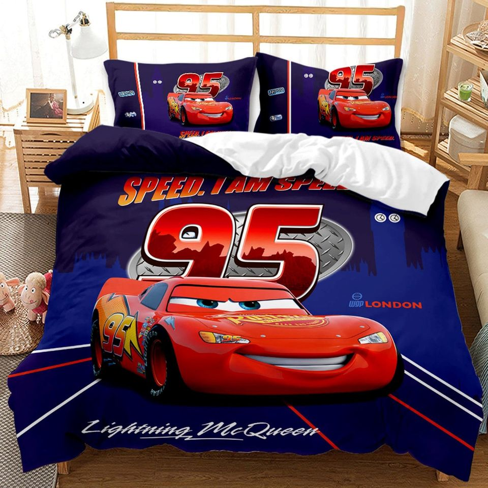 Cars Bedding Set DN Speed I Am Speed Lightning McQueen Duvet Covers Blue
