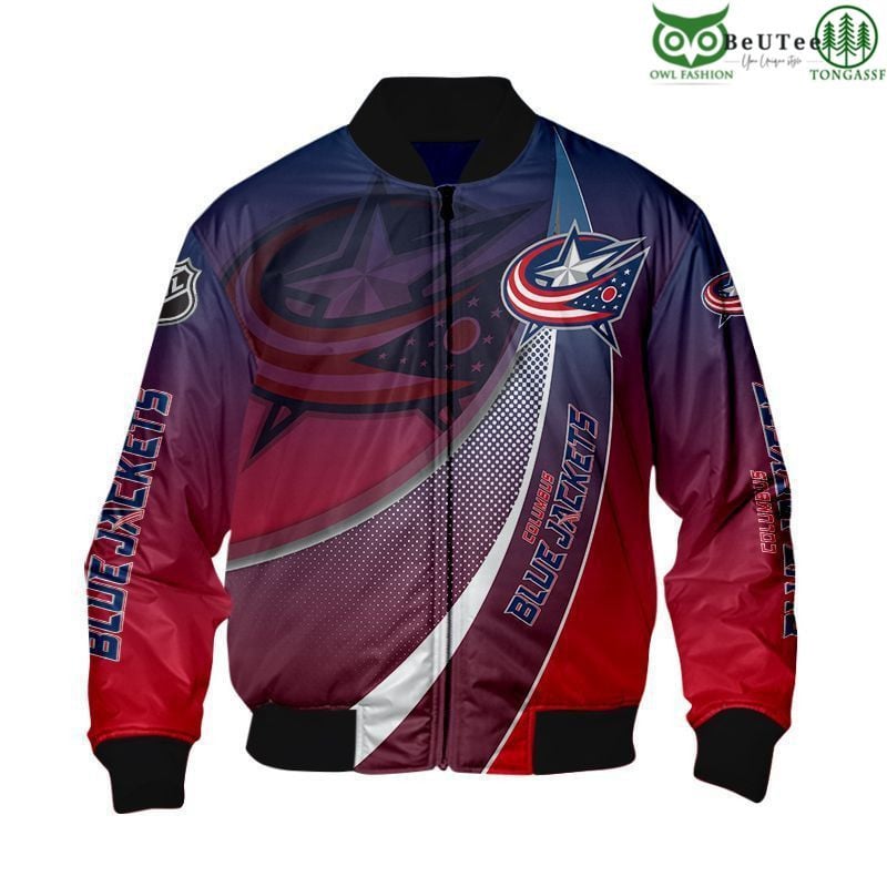 Columbus Blue Jackets Red Blue Curve Concepts Bomber Jacket