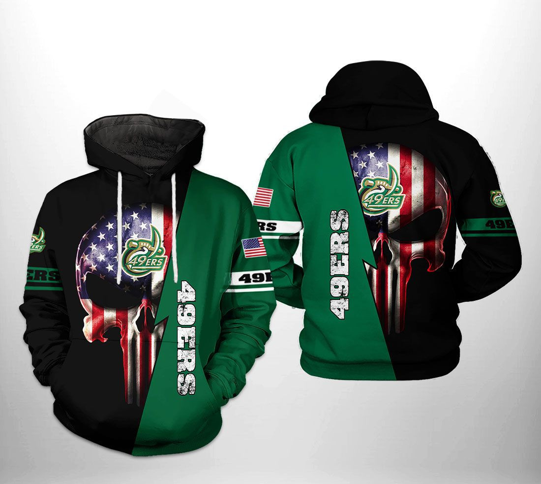 Charlotte 49ers US Flag Skull 3D All Over Print Hoodie & Zip Hoodie
