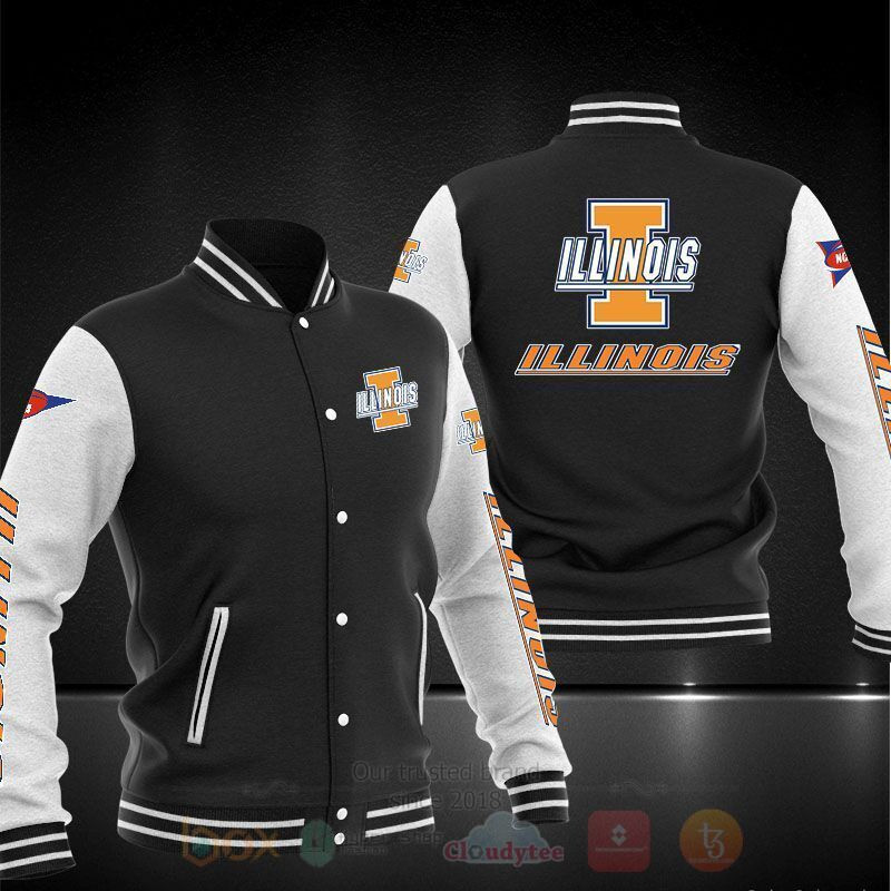 Illinois Fighting Illini Black Baseball Jacket