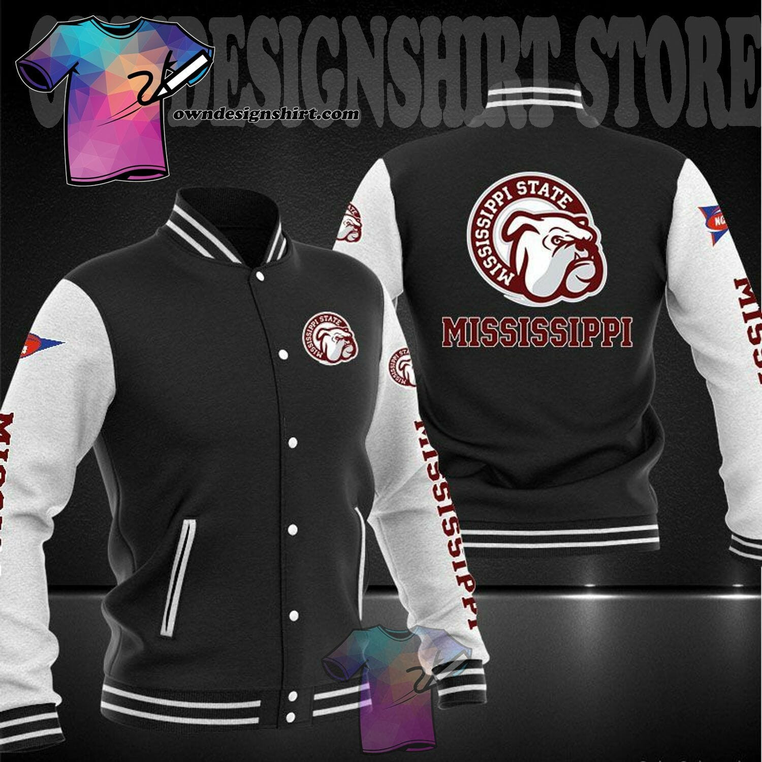 Mississippi State Bulldogs Black Baseball Jacket