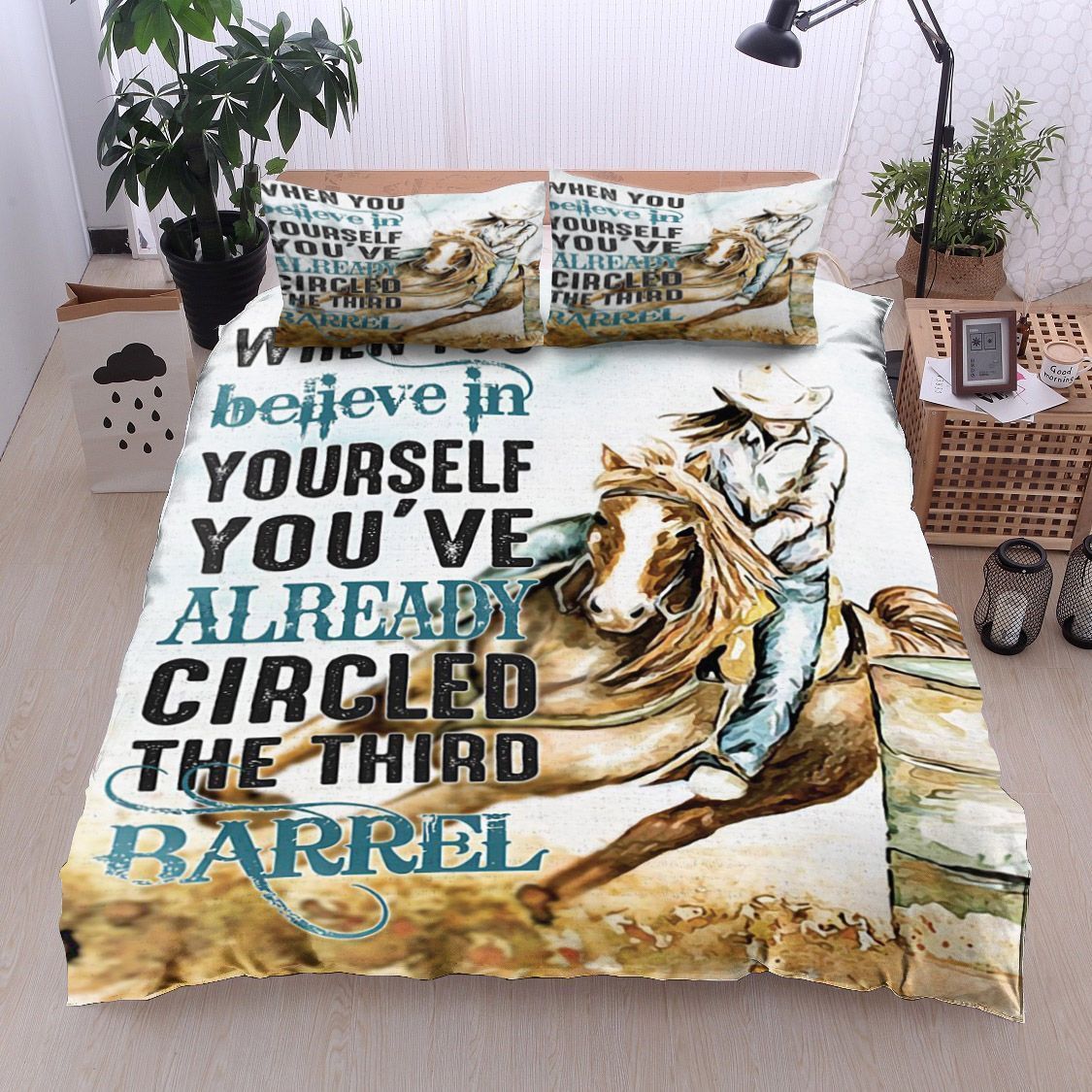 Horse Bedding Set When You Believe In Yourself Duvet Covers White