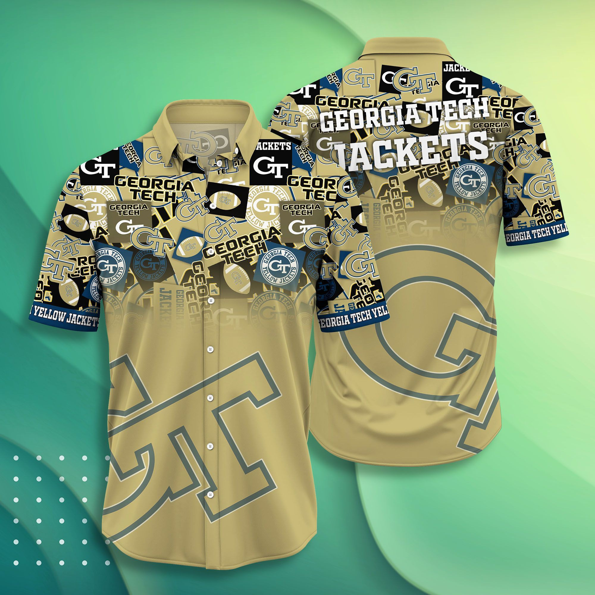 Georgia Tech Yellow Jackets 3-hawaii Shirt Short Style Hot Trending Summer-hawaiian Nacc Nh3hst