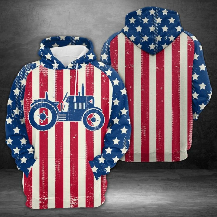 Amazing Tractor American Flag 3D All Over Print Hoodie & Zip Hoodie
