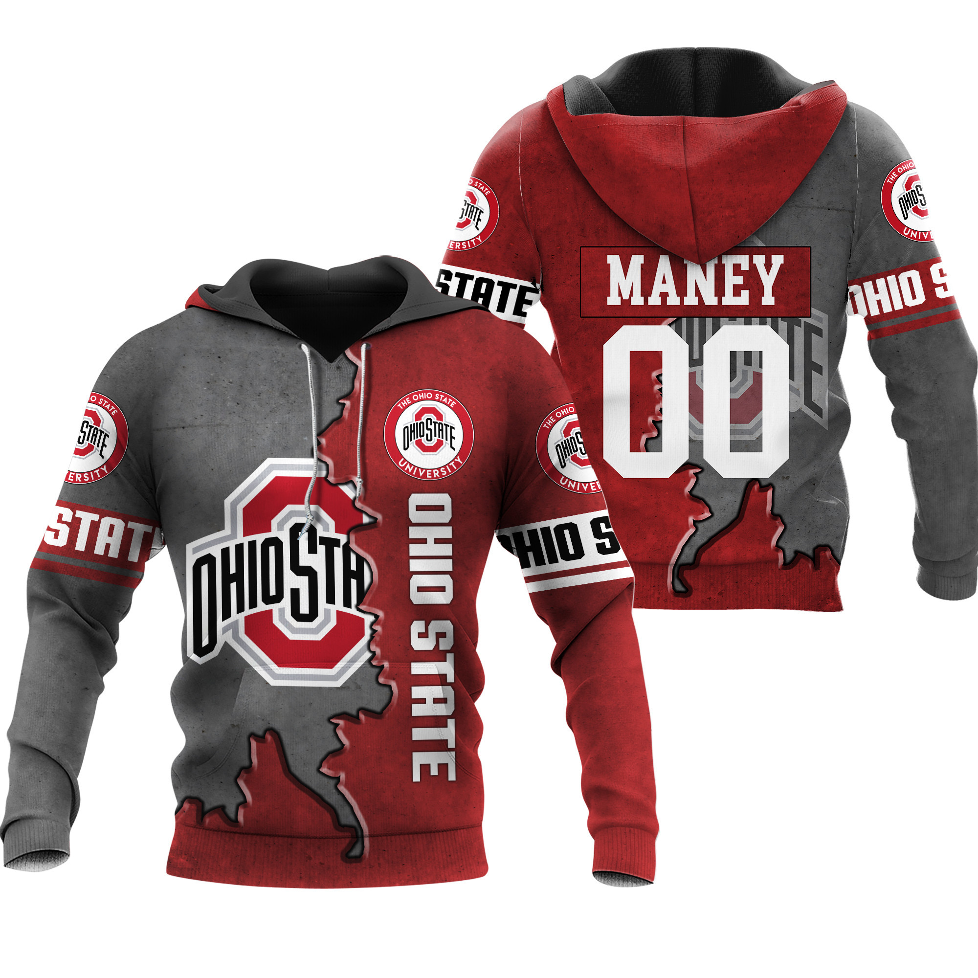Ohio State Buckeyes Footballs Personalized 3D All Over Print Hoodie & Zip Hoodie