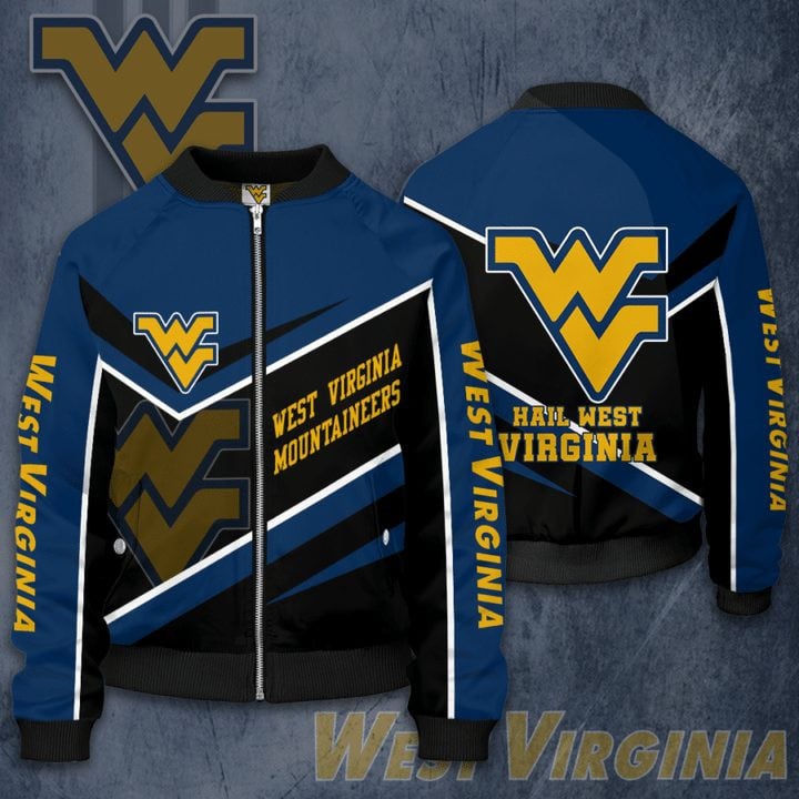 West Virginia Mountaineers Blue Black Bomber Jacket V11