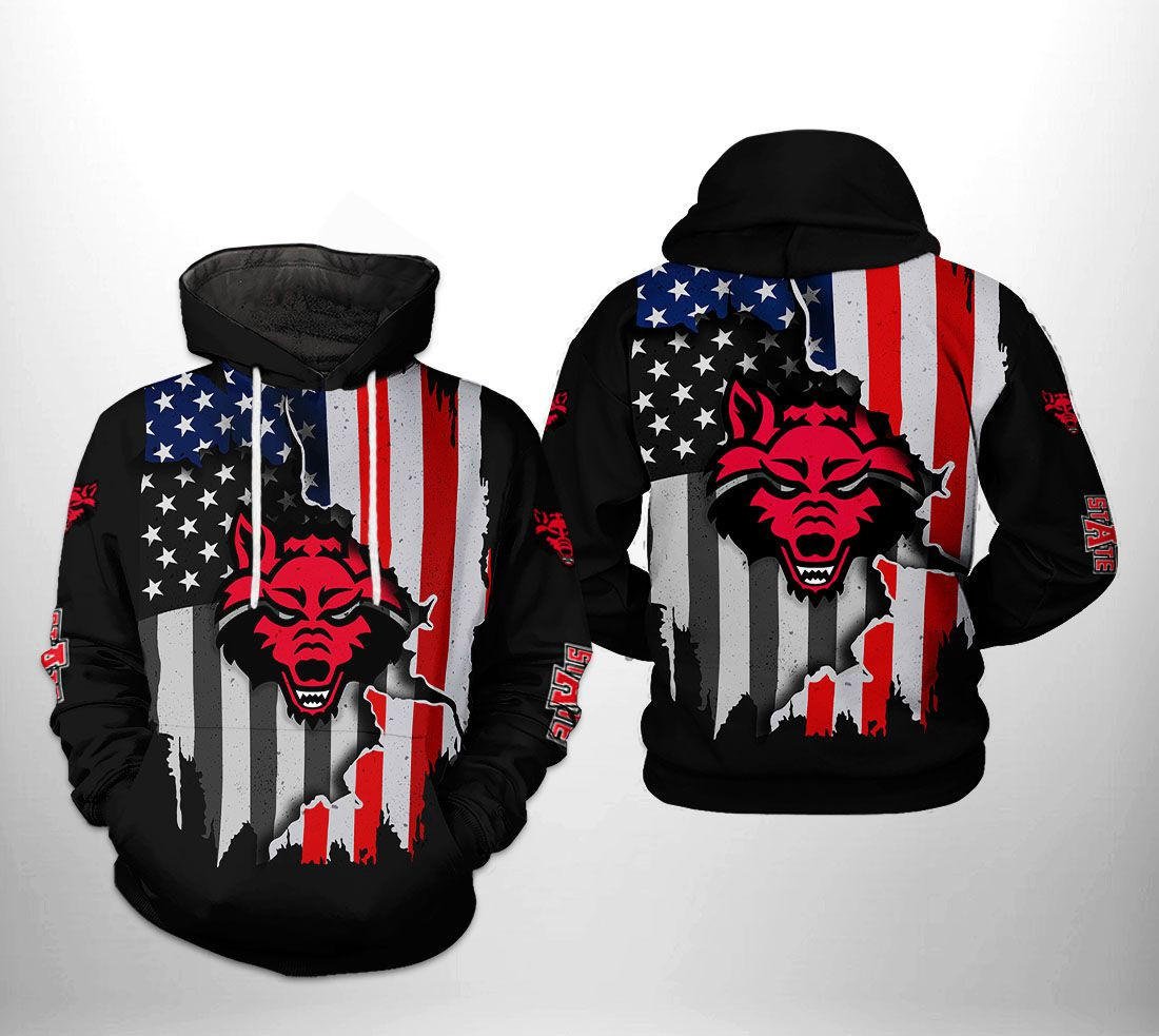 Arkansas State Red Wolfs US Flag 3D All Over Print Hoodie & Zip Hoodie