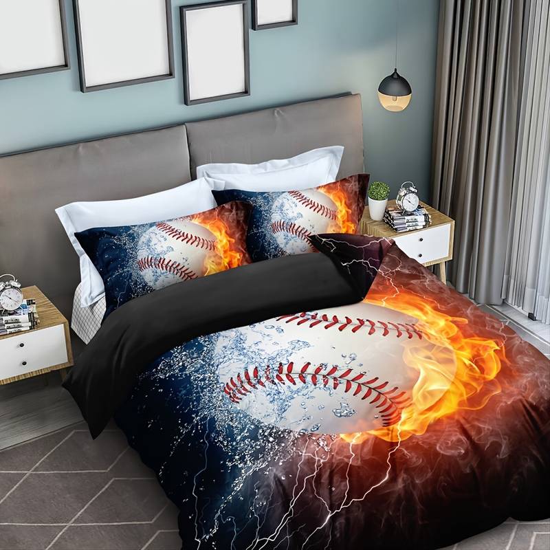 Baseball Bedding Set Baseball Water And Fire Duvet Covers