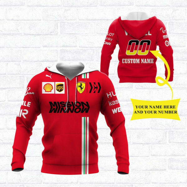 Custom Name And Number Scuderia Ferrari Luxyry Racing Car F1 8k135 3d Zip Hoodie Hoodie Ii0 354