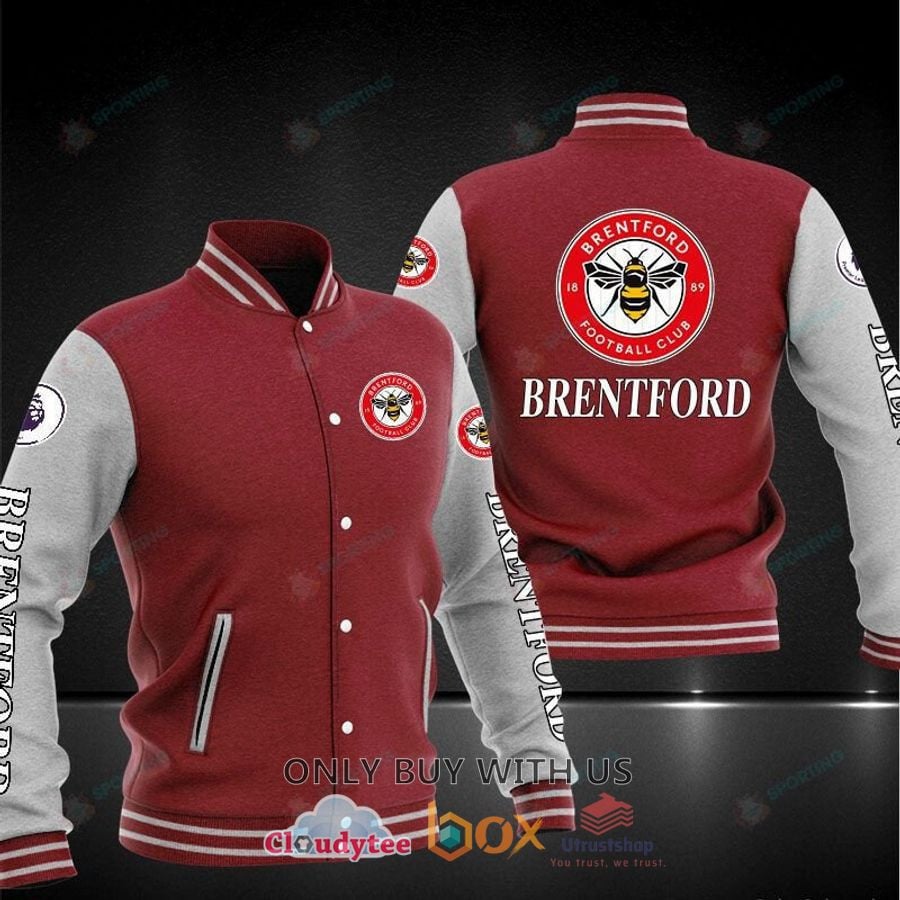 Brentford FC Red Grey Baseball Jacket