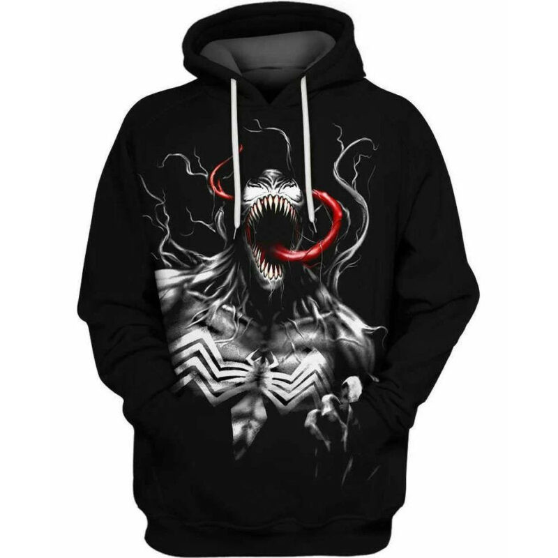 Venom In The Dark Marvel Over Print 3d Hoodie Zip Hoodie