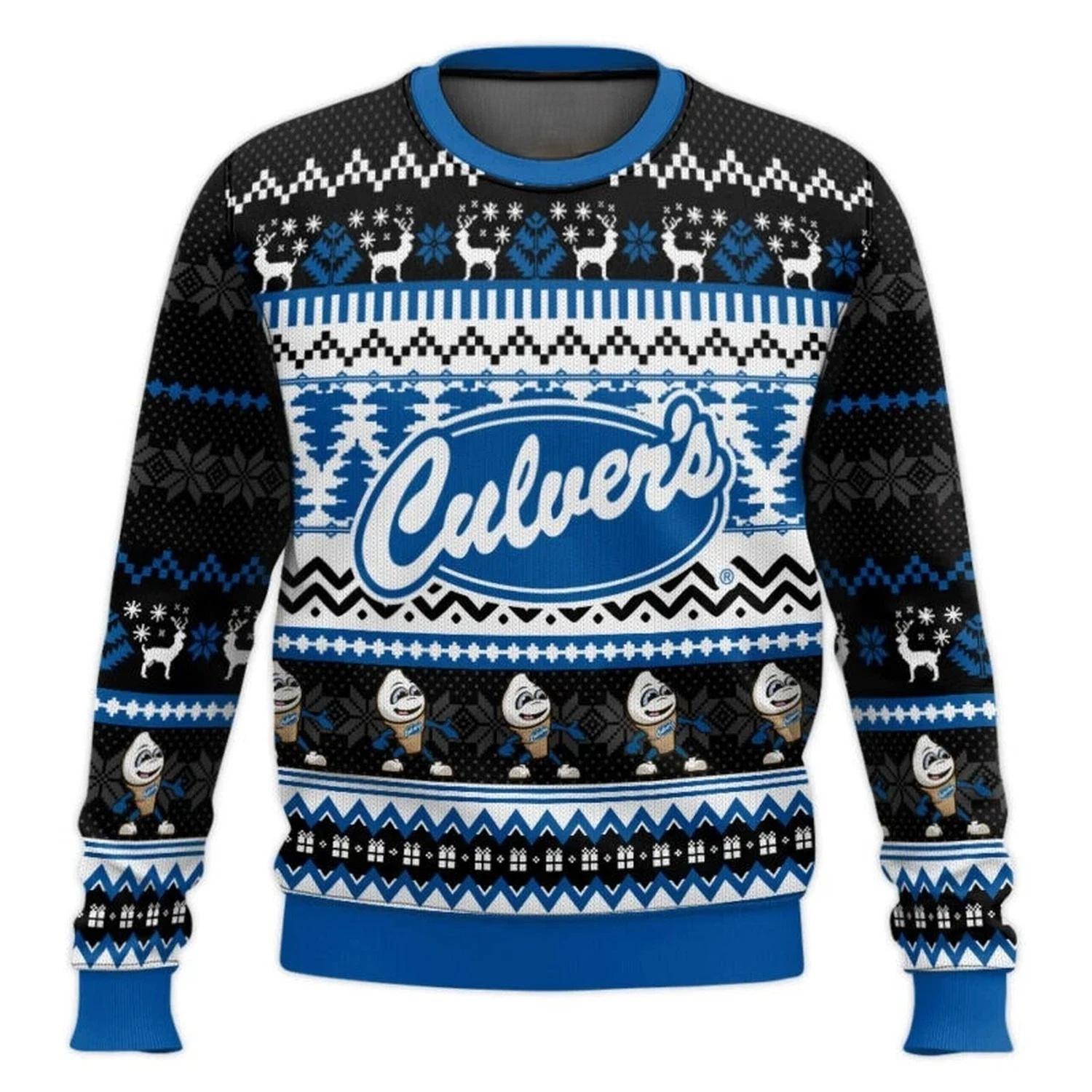 Culvers All Over Printed Ugly Christmas Sweater