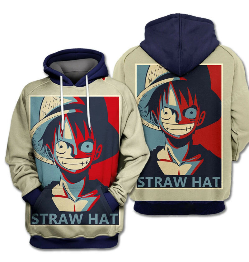 One Piece Hoodie One Piece Straw Hat Luffy Black Red 3d Hoodie Zip Hoodie