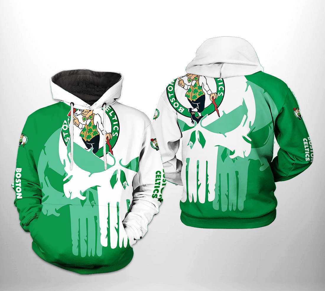 Boston Celtics Team Skull 3D All Over Print Hoodie & Zip Hoodie