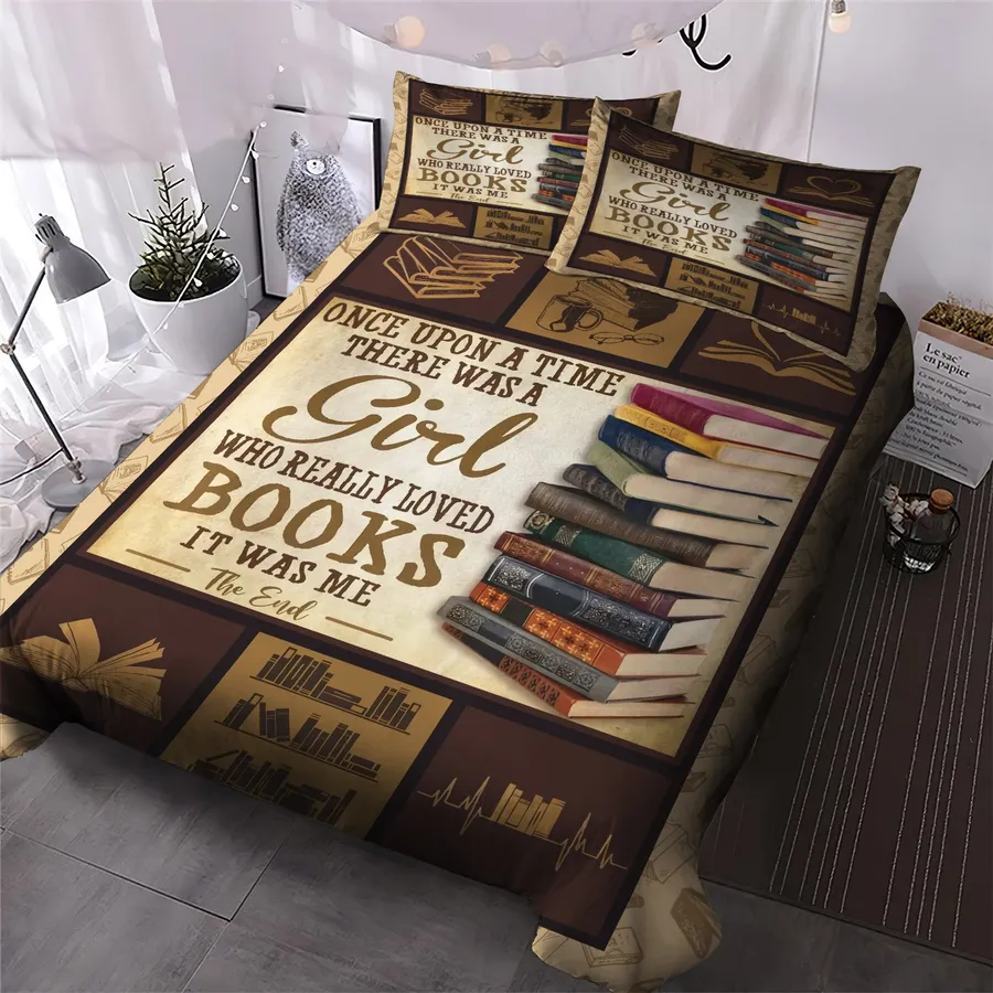 Book Bedding Set A Girl Who Really Loved Books Duvet Covers