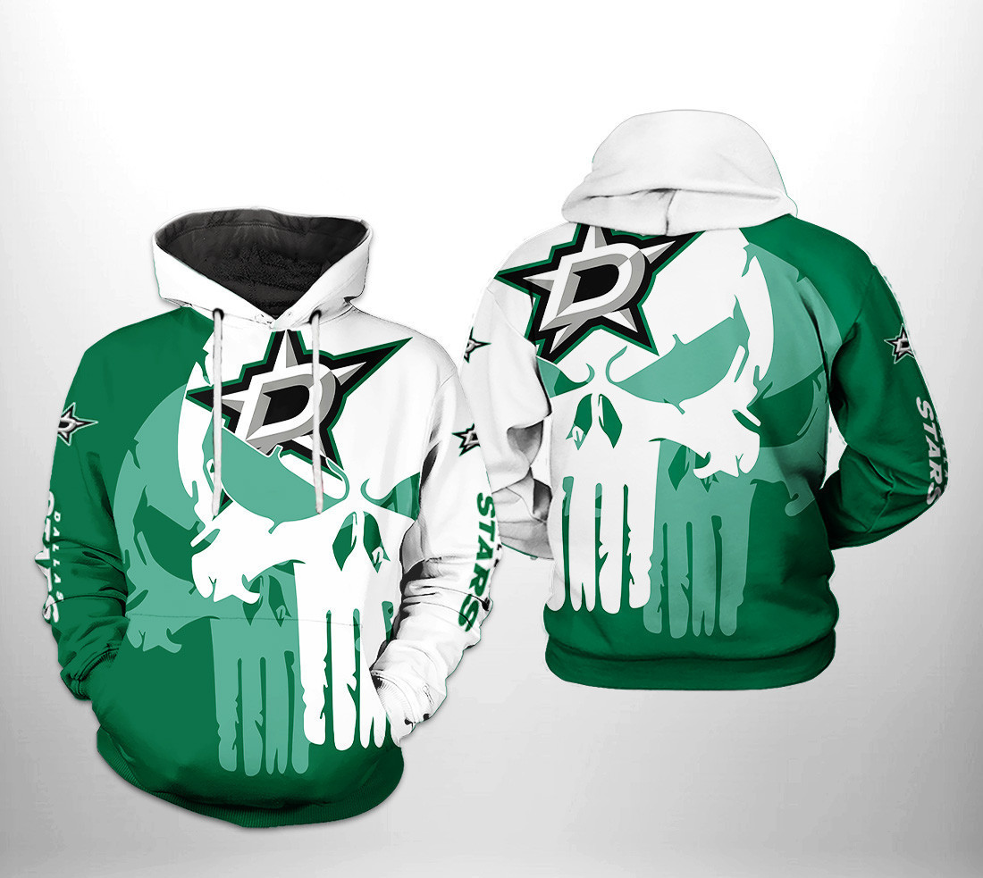 Dallas Stars Team Skull 3D All Over Print Hoodie & Zip Hoodie