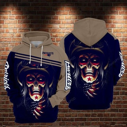 New England Patriots Football Skull Black 3D All Over Print Hoodie & Zip Hoodie