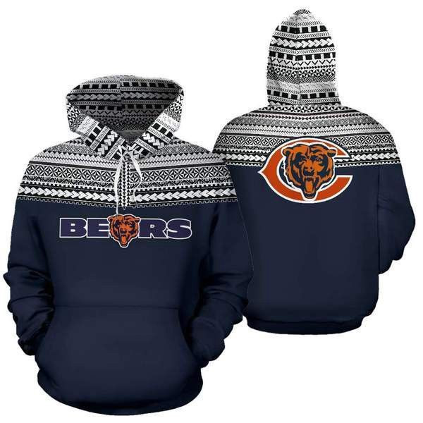 Chicago Bears Ncaa Football Maori Tattoo Blue White 3D All Over Print Hoodie & Zip Hoodie