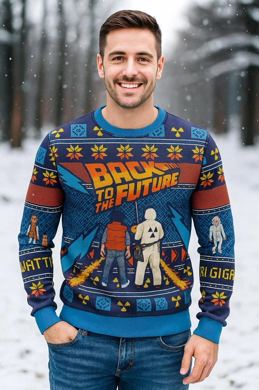 Mens Back To The Future Ugly Christmas Sweater