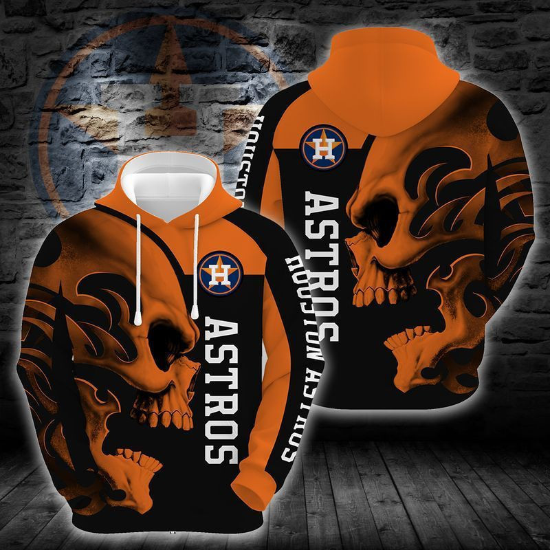 Houston Astros MLB Baseball Skull 3D All Over Print Hoodie & Zip Hoodie