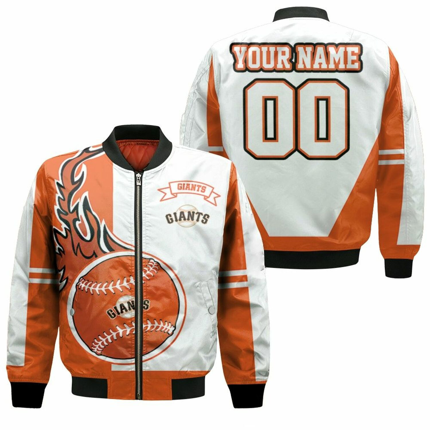 San Francisco Giants Custom Name Number Orange White Bomber Jacket