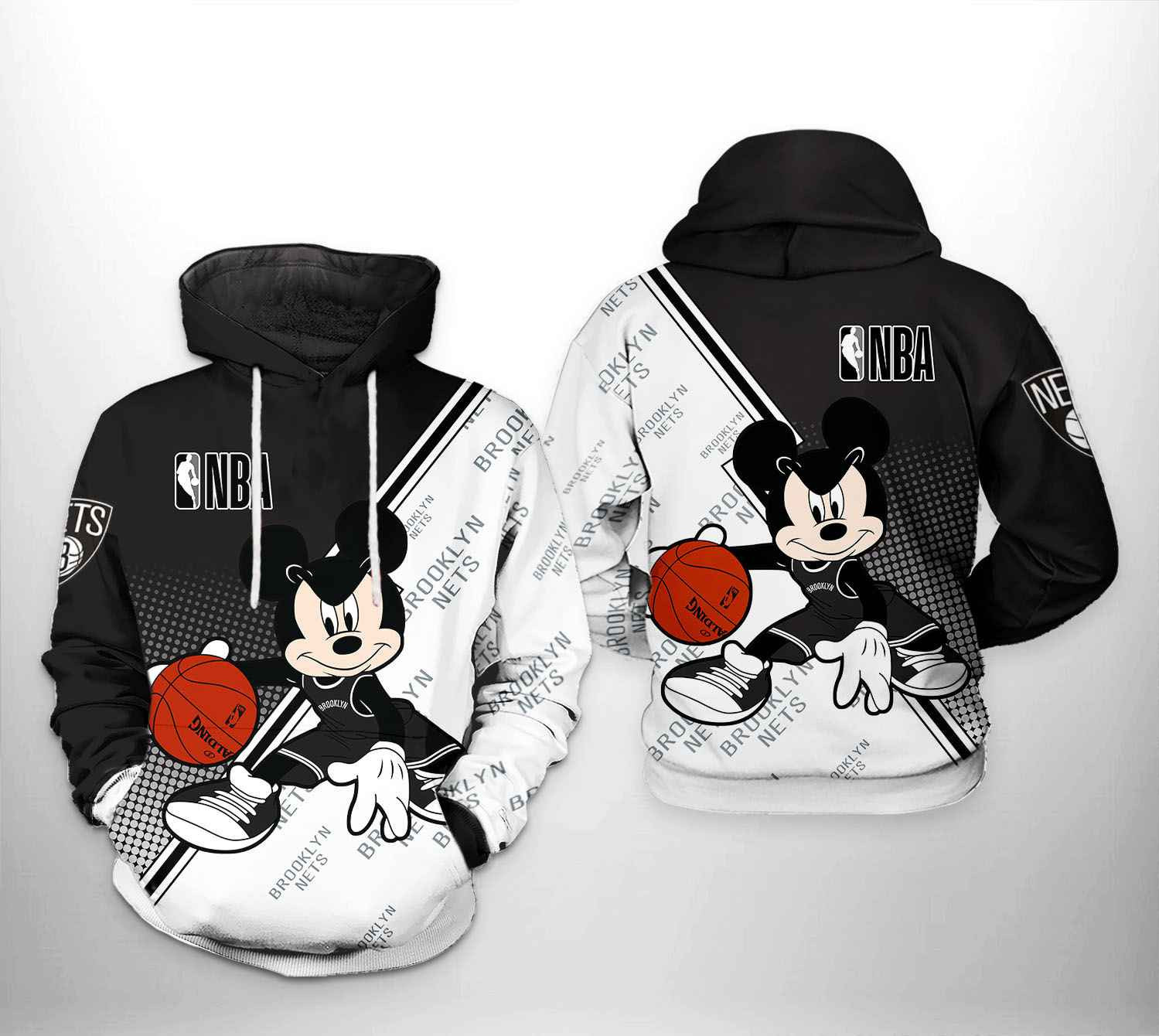 Brooklyn Nets Mickey 3D All Over Print Hoodie & Zip Hoodie