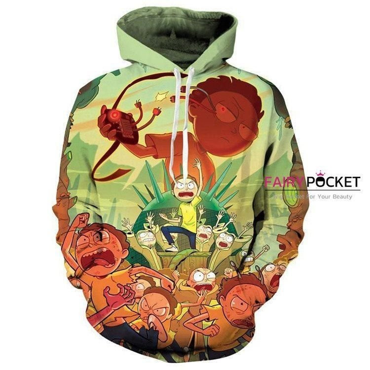 Rick and Morty Green 3D All Over Print Hoodie & Zip Hoodie