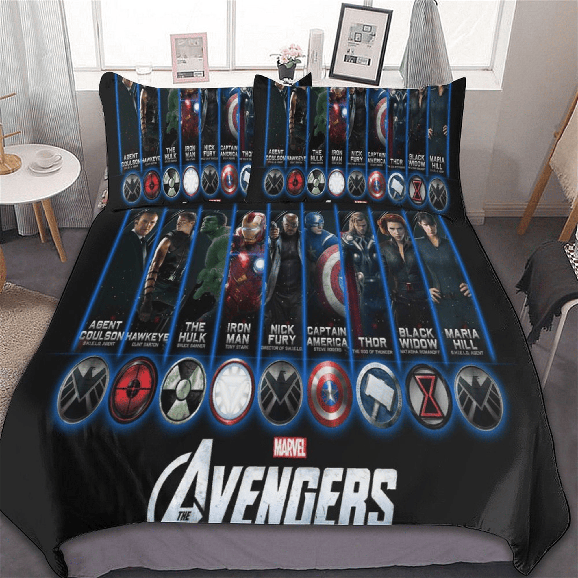 MV Bedding Set MV Avengers Symbols And Graphic Duvet Covers