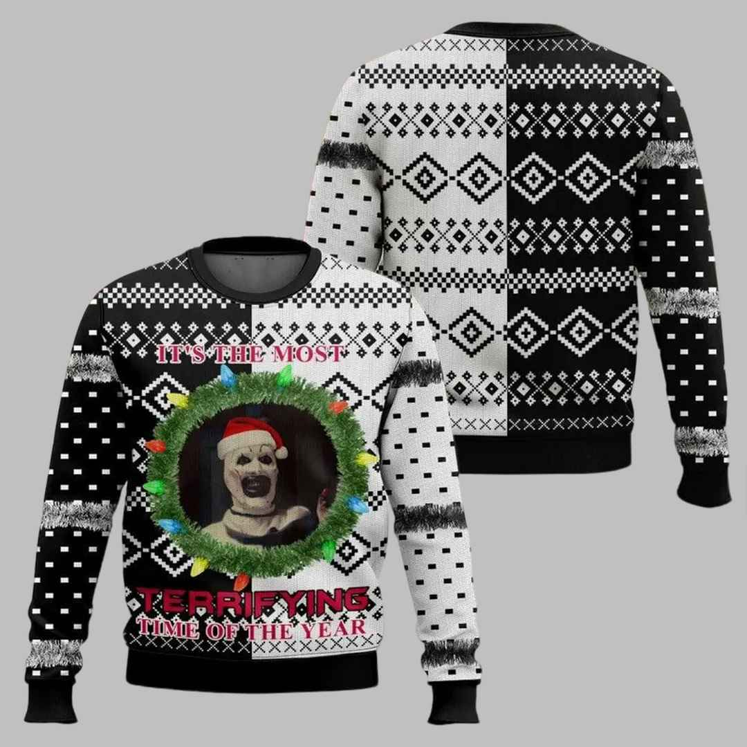 2025 Terrifier Santa Hat Ugly Christmas Sweater