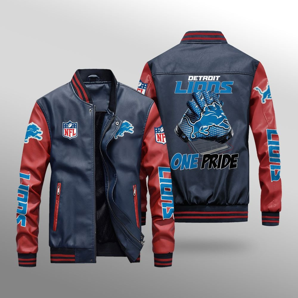 Detroit Lions Leather Bomber Jacket BG12