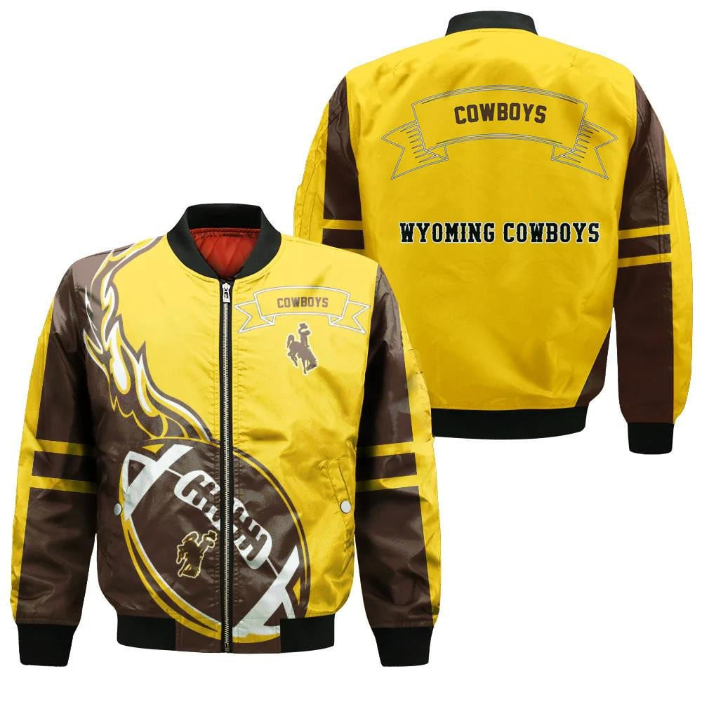 Wyoming Cowboys Flame Ball Bomber Jacket