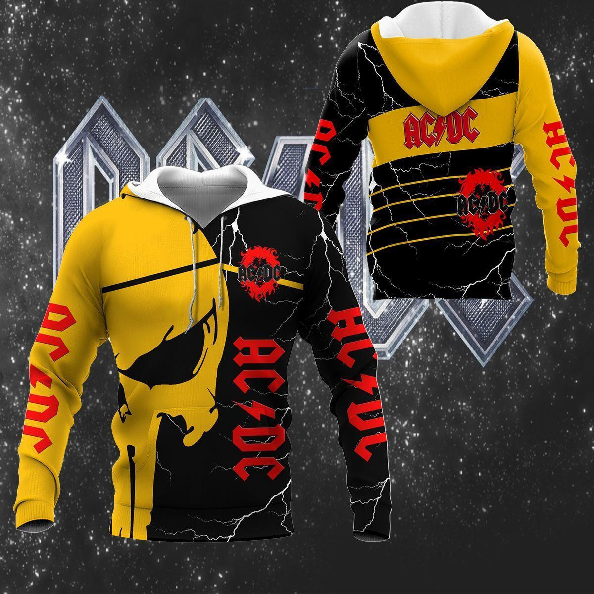 Ac/dc Music Band Fan Gift, Acdc Band Logo Skull All Over Print Hoodie, Zip Hoodie 871