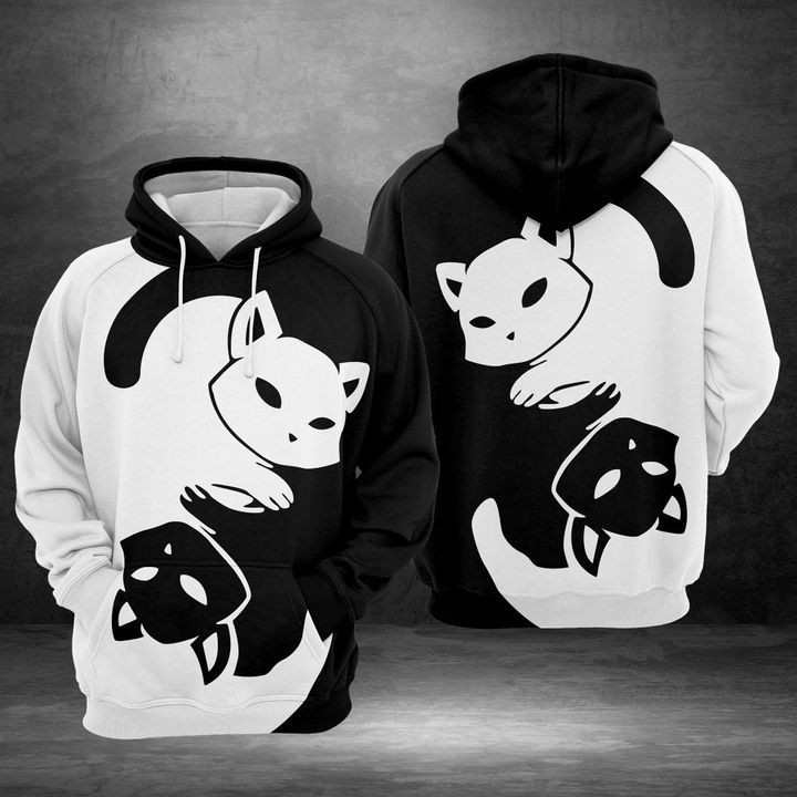 Contrast Cat 3D All Over Print Hoodie & Zip Hoodie