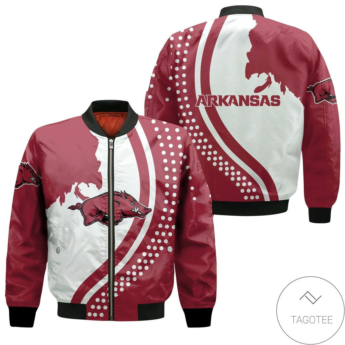 Arkansas Razorbacks USA Map Bomber Jacket