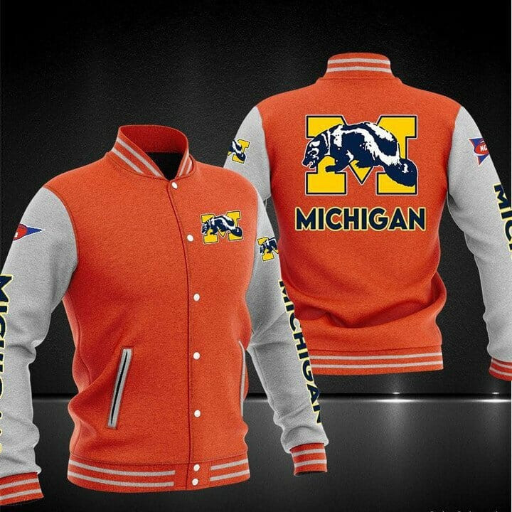Michigan Wolverines Orange Baseball Jacket