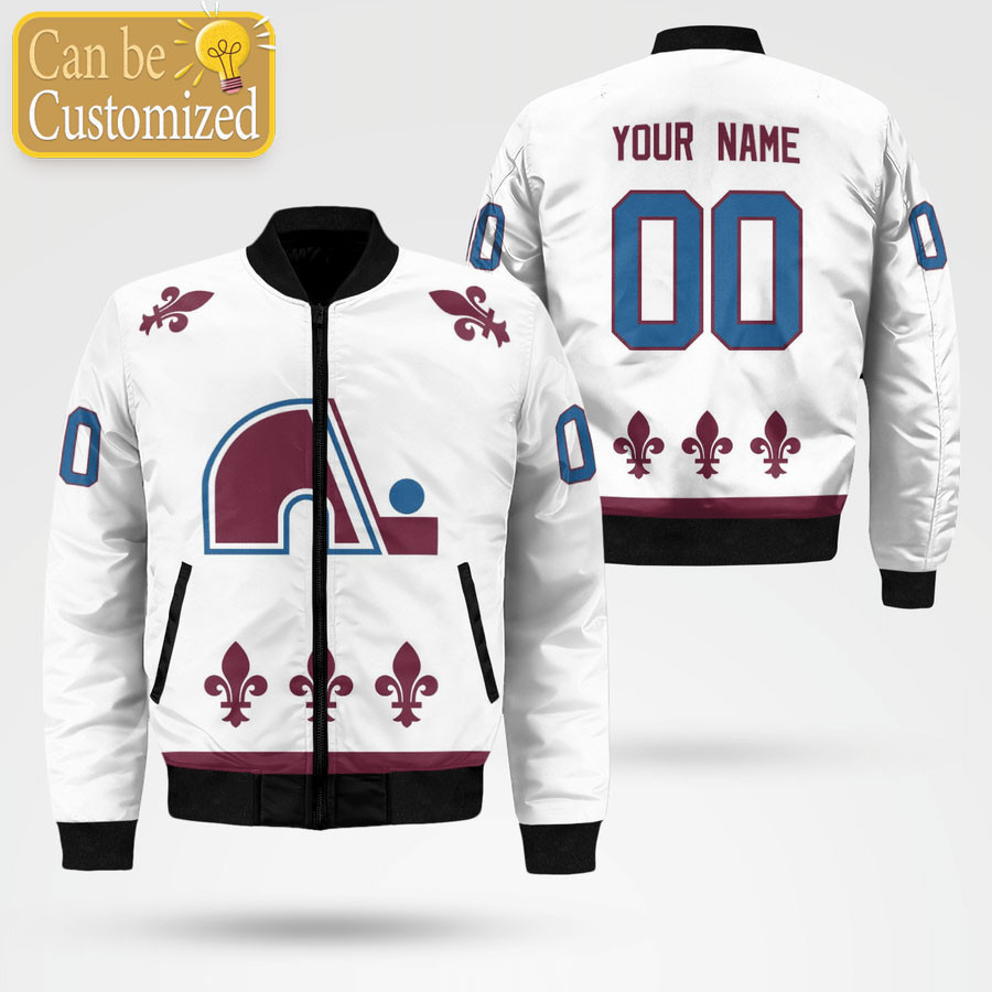 Colorado Avalanche Custom Name Number Nordiques Jersey Bomber Jacket