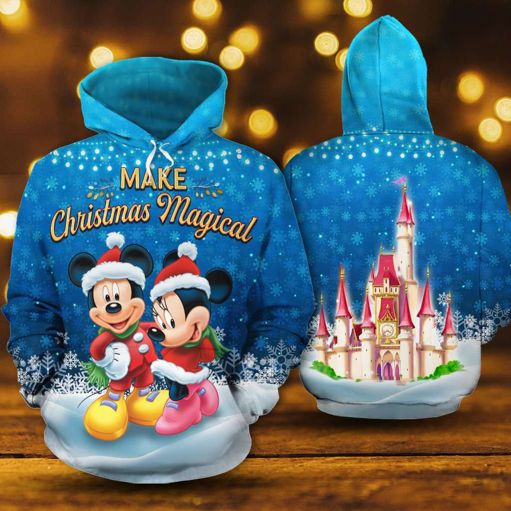 Mickey Minnie Make Christmas Magical 3D All Over Print Hoodie & Zip Hoodie
