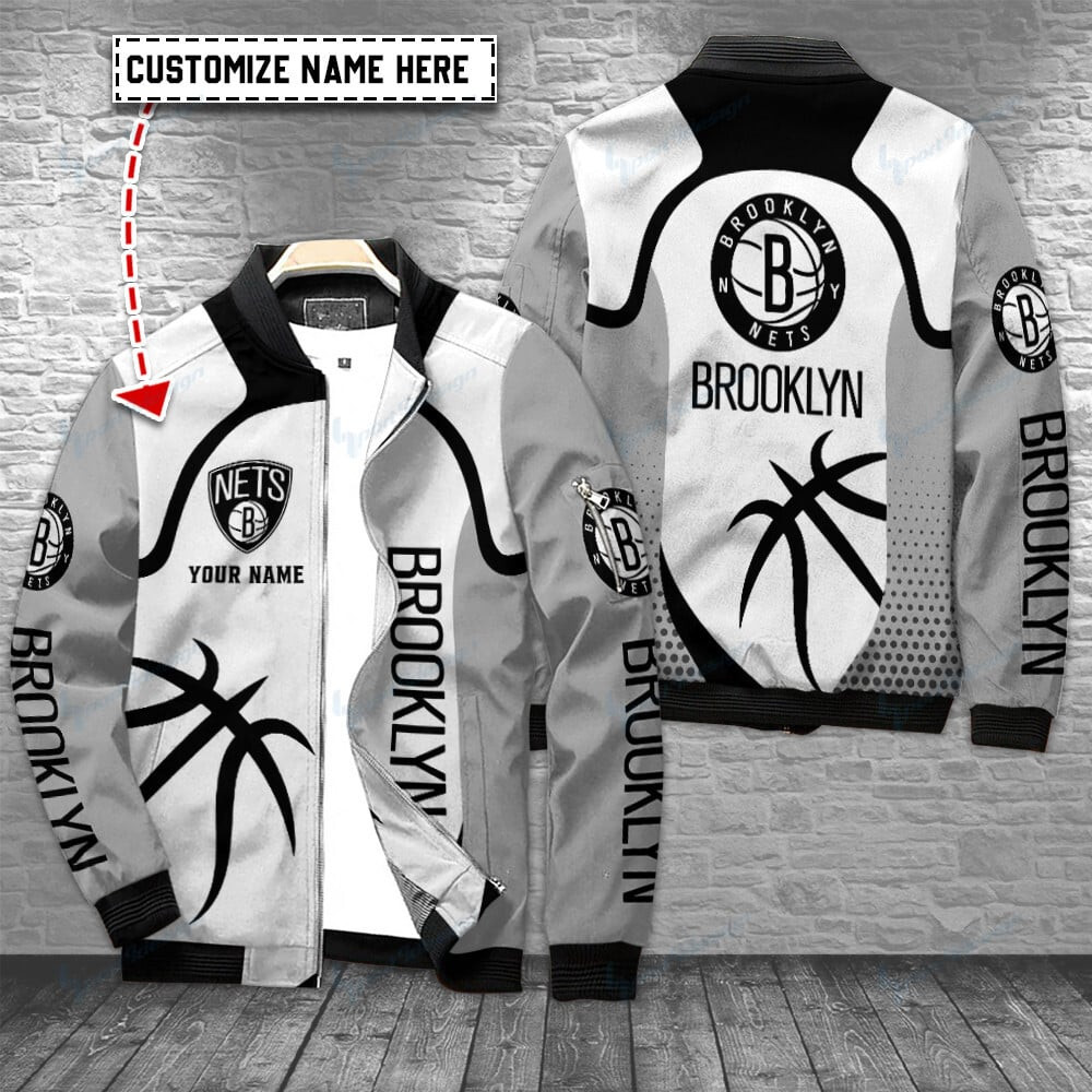Brooklyn Nets Personalized Bomber Jacket BG258