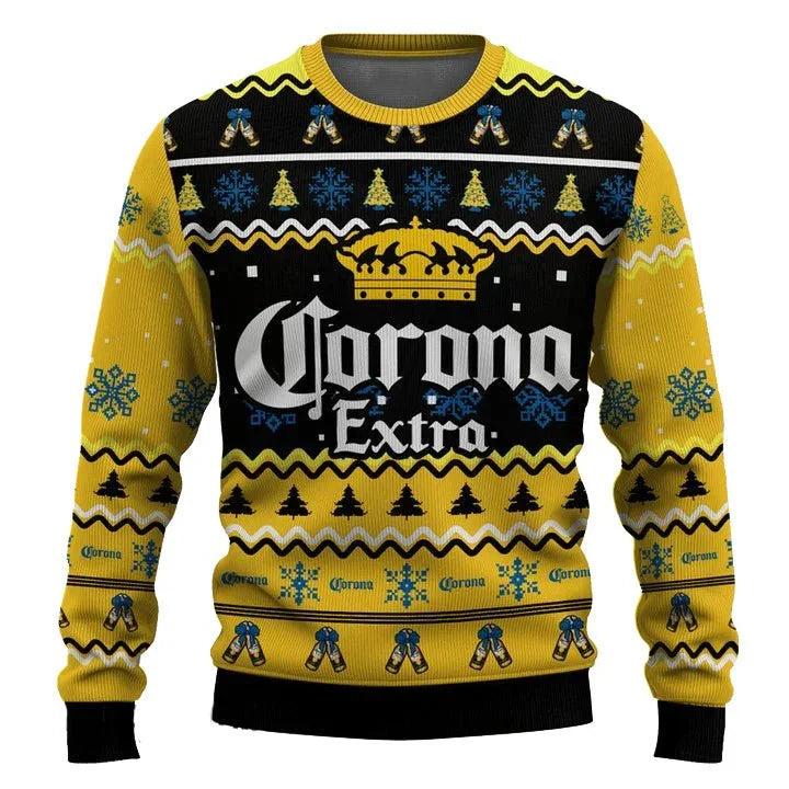 Personalized Corona Extra Pine Tree Snowing Ugly Christmas Sweater