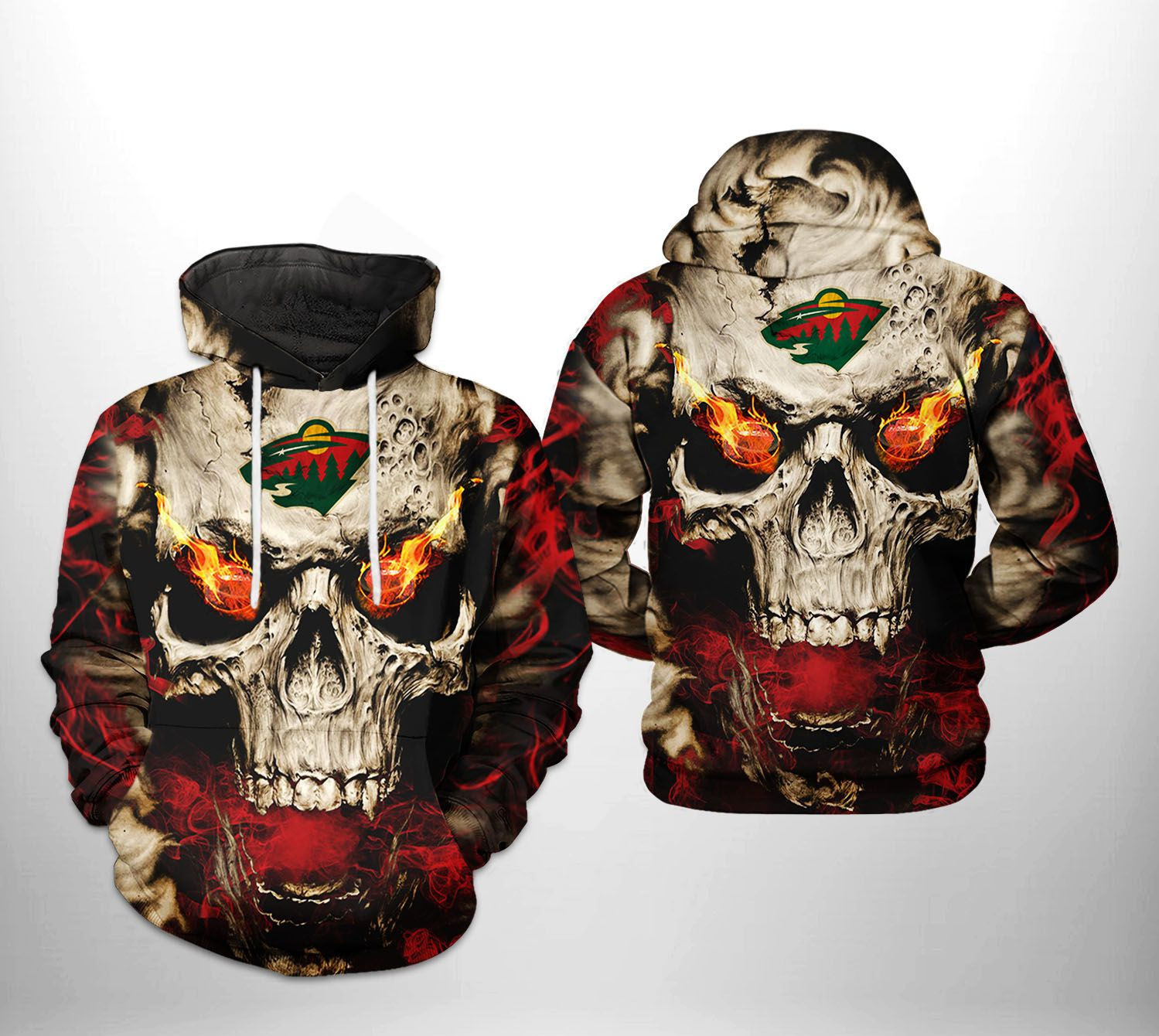 Minnesota Wild Skull 3D All Over Print Hoodie & Zip Hoodie