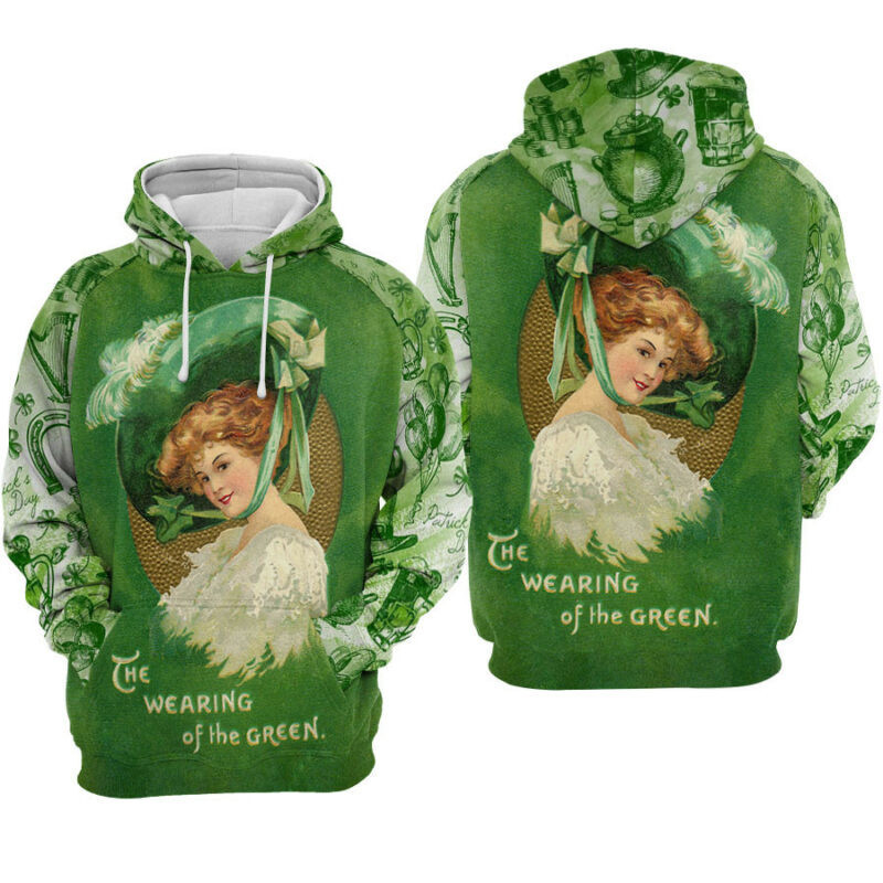 Patrick's Day Vintage Lady Hoodie Zip Hoodie