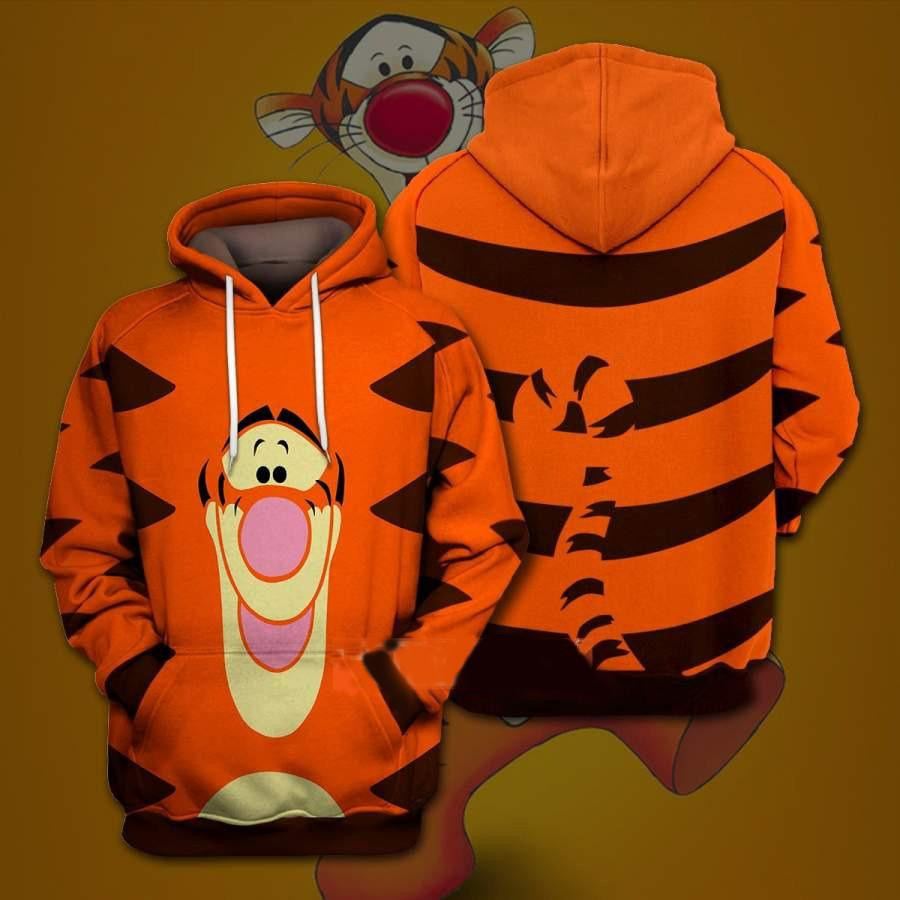 Tigger Winnie The Pooh Disney, Funny Tigger Face All Over Print Hoodie
