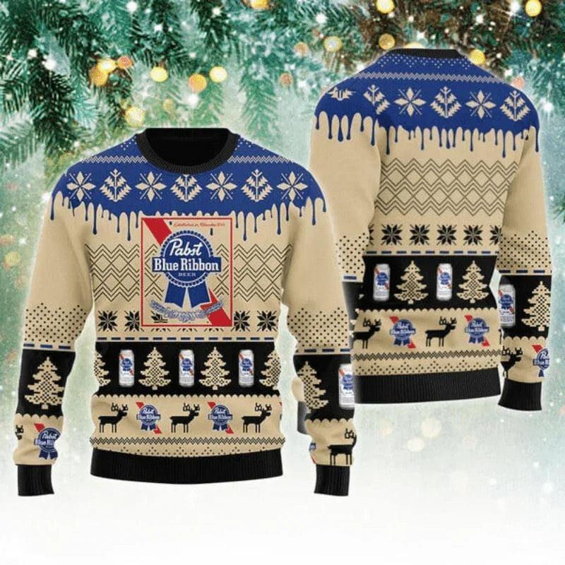 Pabst Blue Ribbon Christmas Festival Ugly Christmas Sweater