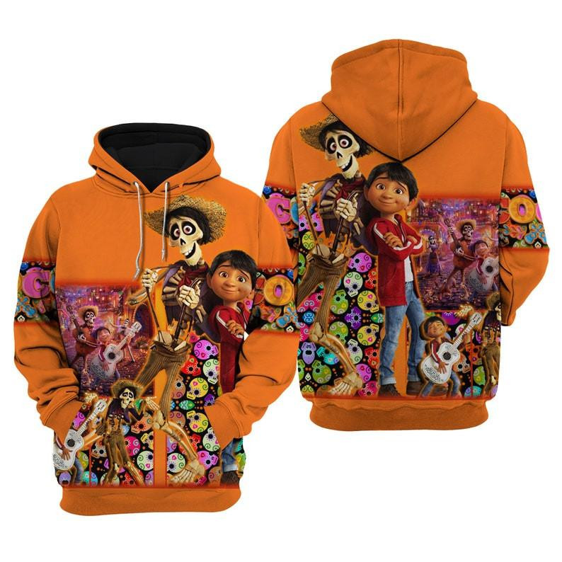 Coco Miguel Disney, Cartoon All Over Print Hoodie, Zip Hoodie