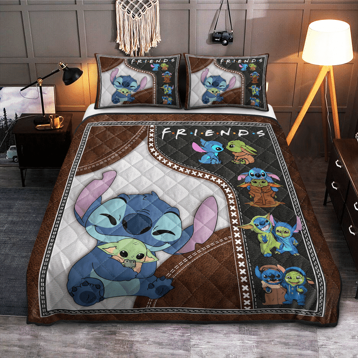 Lilo And Stitch Bedding Set Stitch And Baby Yoda Friends Duvet Covers