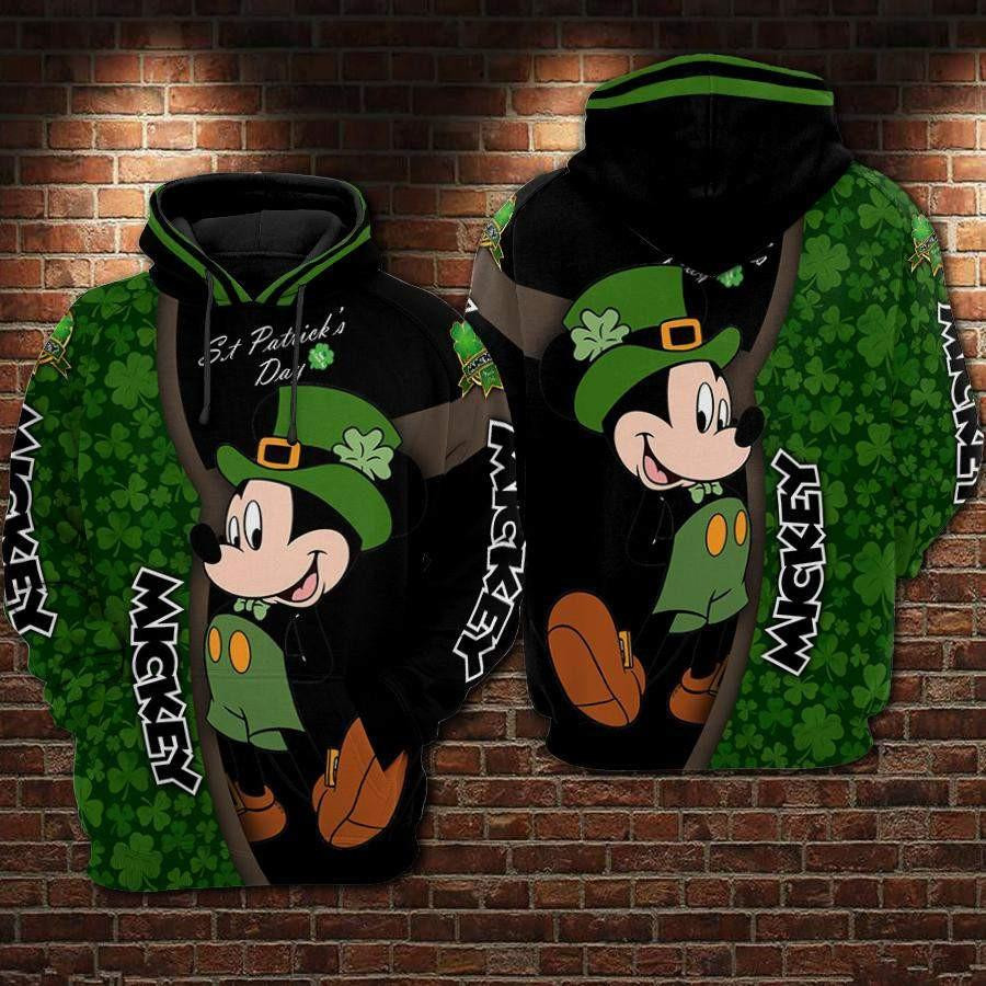 Mickey Mouse, Mickey Happy St Patrick's Day Aop Hoodie, Zip Hoodie