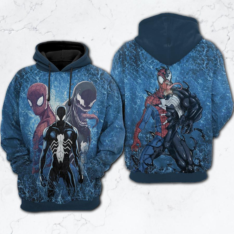 Spider Man X Venom Marvel Fan Gift, Spider Man X Venom Marvel Aop Hoodie, Zip Hoodie, Fleece Jacket